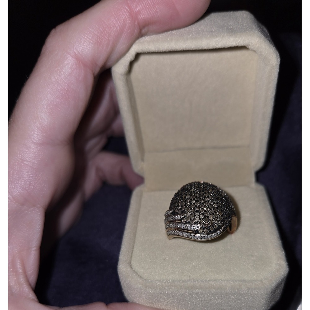 Park Avenue 2.10 White And Mocha Diamond 18k Rose Gold Over Sterling Ring. 7 - Picture 3 of 10